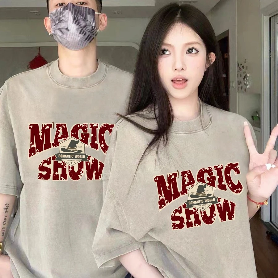 两件！MAGIC美式情侣装纯棉T圆领男女款情侣夏天款一男一女t恤百搭