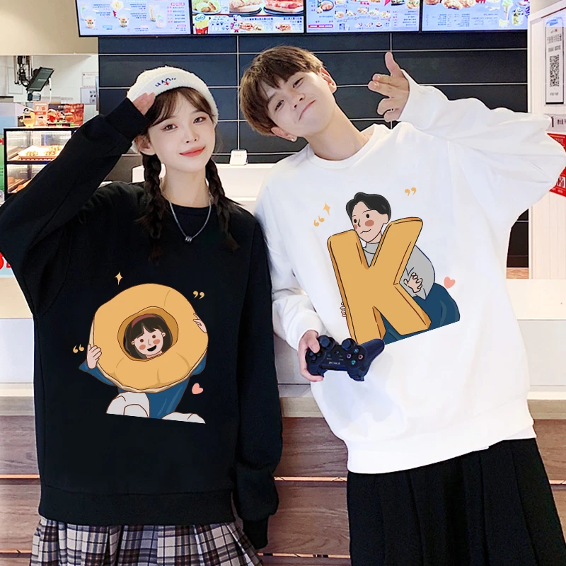 两件！OK款情侣装卫衣 圆领男女款情侣装一男一女上衣秋季舒适长袖