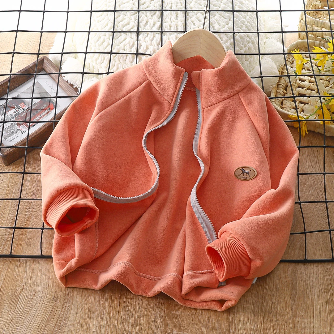 新款儿童奥利绒外套男童女童中童宝宝秋冬季加厚保暖上衣外穿休闲