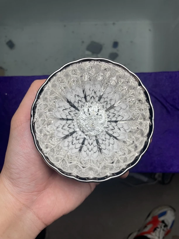 （三绝）冰清玉洁银龙茶杯主人杯陶瓷传统手工制作.匠心传承