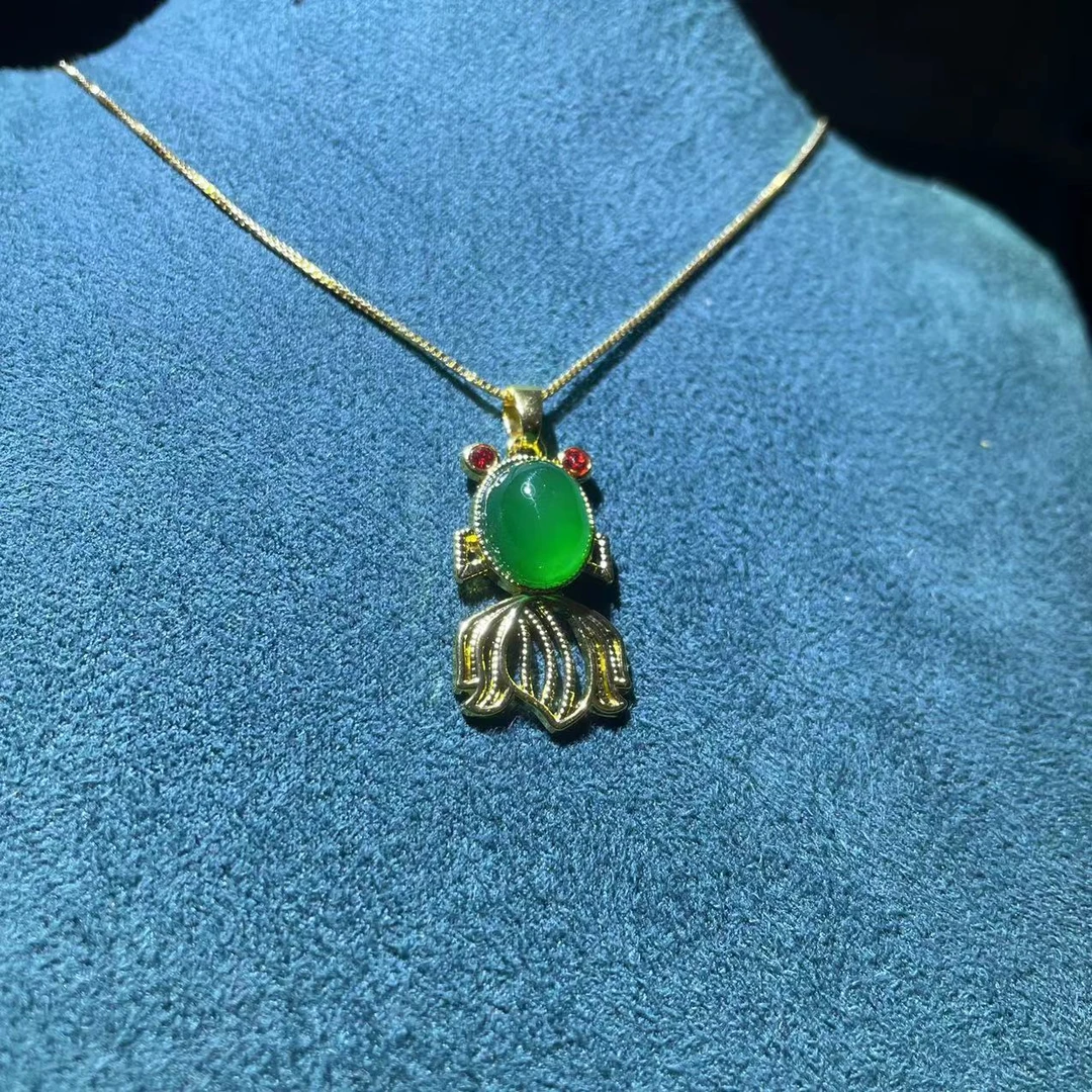 【福生珠宝】F31收藏级-金绿宝金鱼吊坠首饰