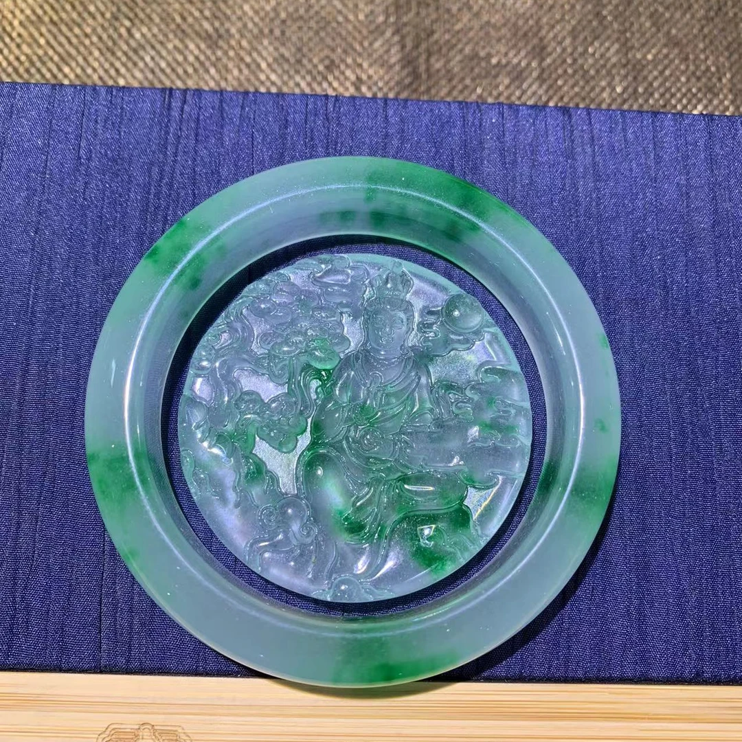 【福生甄选】F70冰飘绿手镯套件