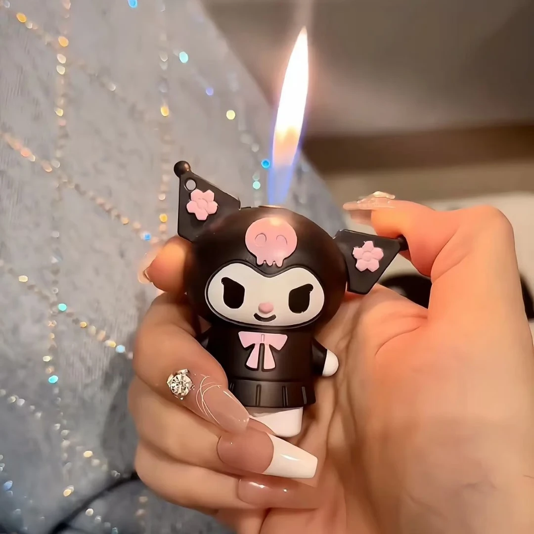 (百变火机）库洛米手办模型明火可充气打火机可爱卡通环保循环