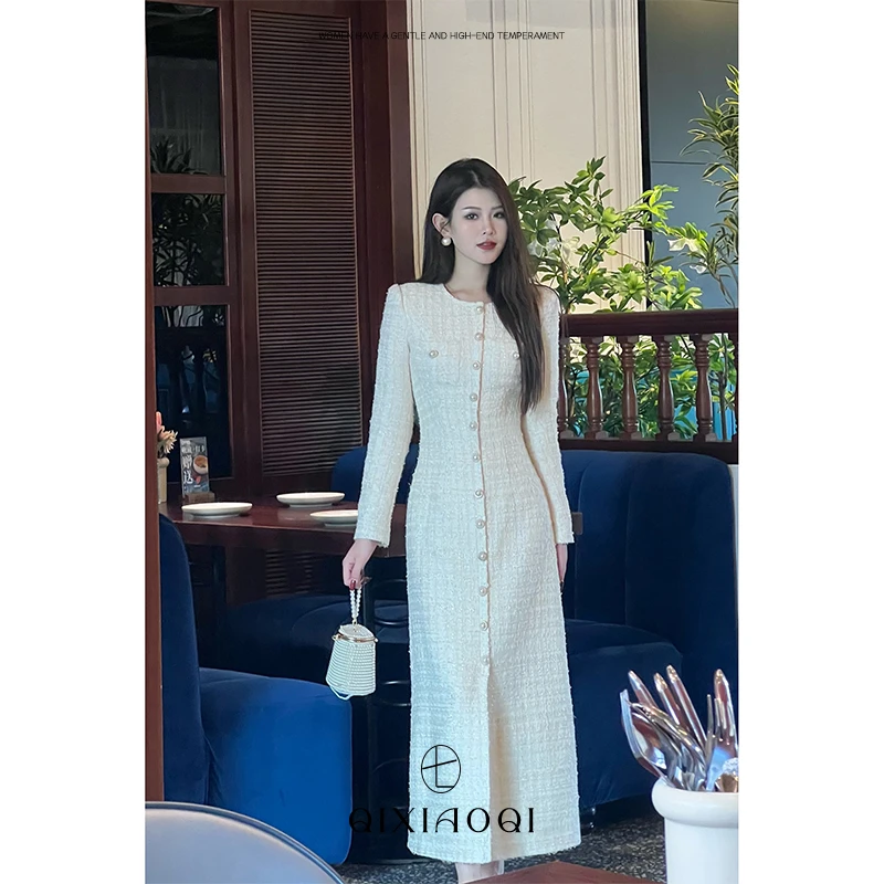 七小七Sicily【法香赫拉】法式高级时尚连衣裙女秋冬小香风气质长裙