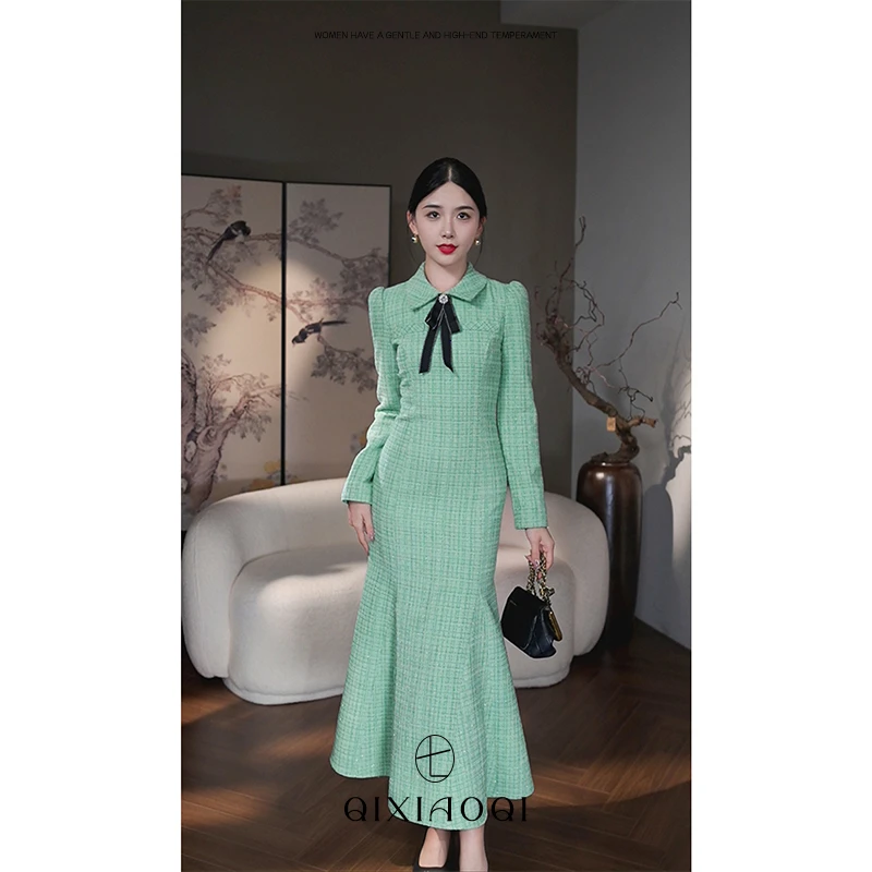 七小七Sicily【凛冬将至】法式设计感连衣裙女秋季高级气质名媛长裙