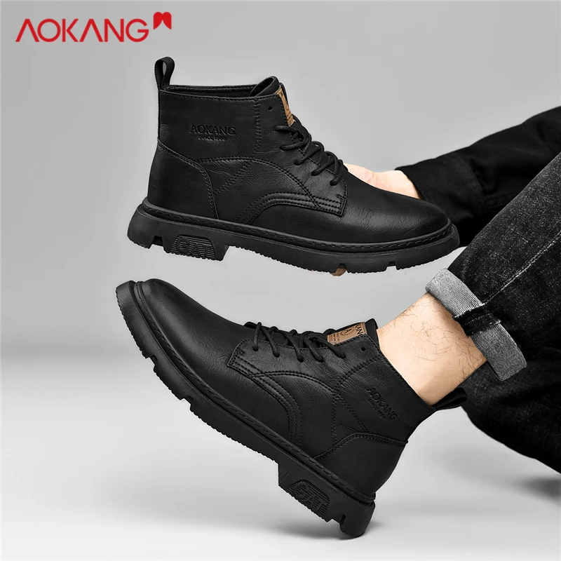 Aokang/奥康男鞋2025春季新款男皮面软底时尚潮轻便商务休闲皮鞋