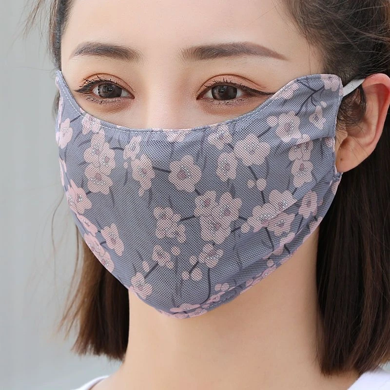 印花防晒口罩女夏季冰丝加大护眼角轻薄透气户外骑行凉感网纱面罩