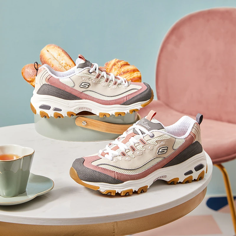 斯凯奇桃桃乌龙秋季休闲鞋轻便舒适增高百搭低帮女士老爹鞋11947