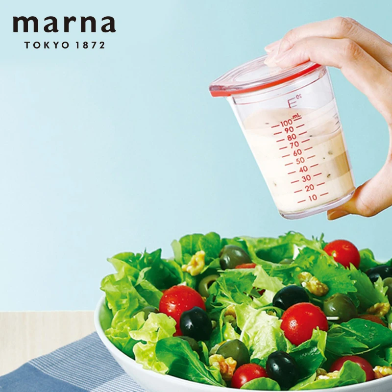 MARNA计量调料瓶 家用带盖便携调料罐密封罐透明量杯厨房水杯