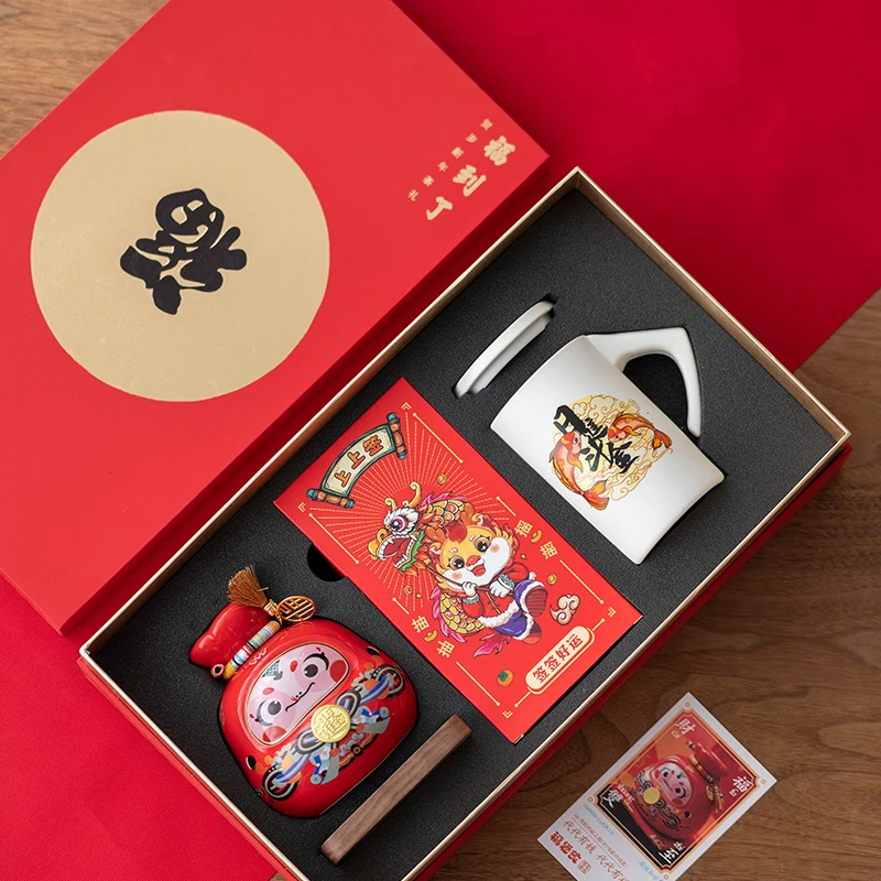 2025国潮存钱罐福袋蛇桌面摆件装饰品创意礼品套组定制logo伴手礼