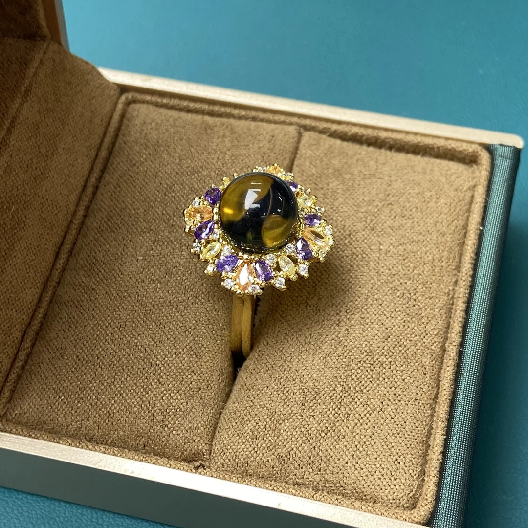 经典国风天然蓝珀戒指809