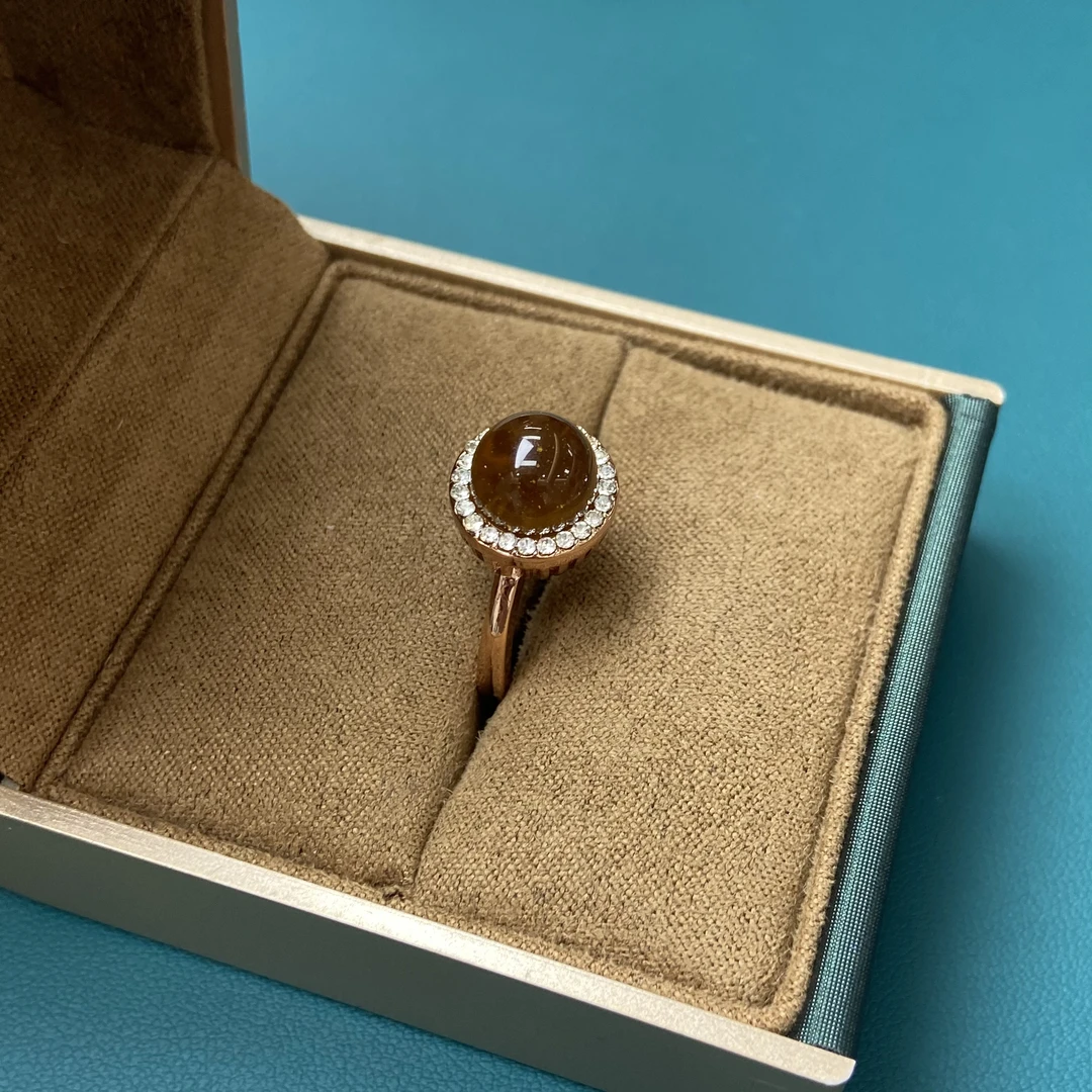 经典国风天然金珀戒指818