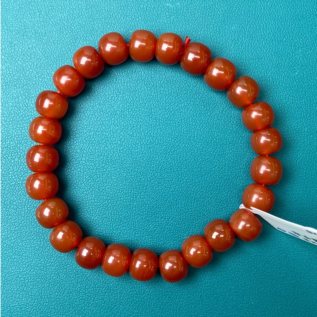 8-10mm天然南红老型直切手串348