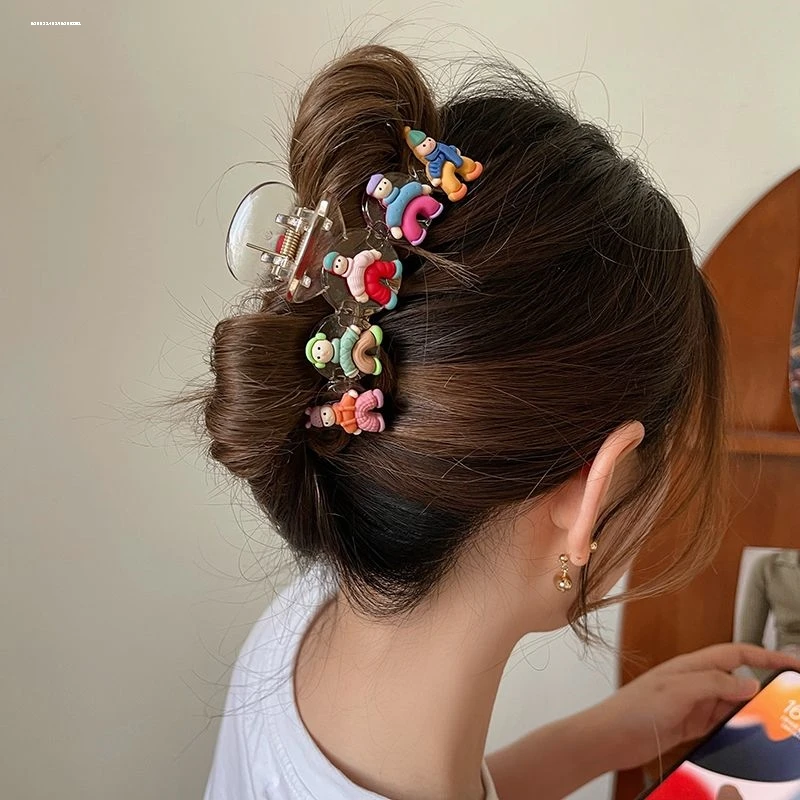 萌系卡通可爱抓夹女个性感气质大号鲨鱼夹后脑勺盘发夹子头饰发夹