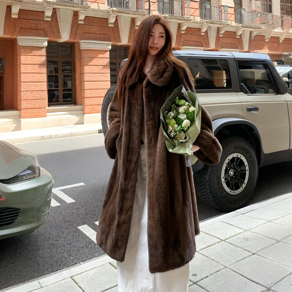 “财阀千金”进口天鹅绒女整长款复古大衣外套年轻ZD30Y024