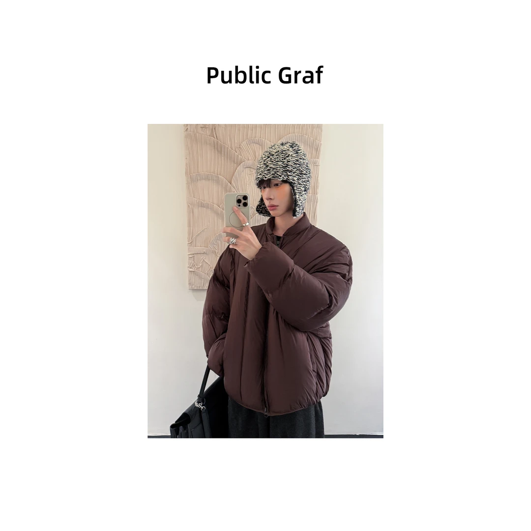 高林凡 韩版设计线型分割廓形短款道袍式面包服冬季加厚保暖外套