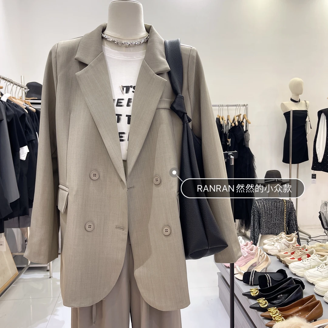 Q7705款西装外套女高级感韩版休闲宽松设计感小开衩2024秋季原创