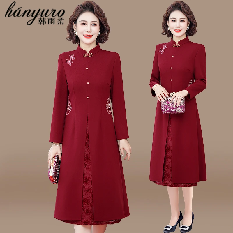 结婚衣服妈妈春装裙子喜婚宴装新款中老年女装春秋连衣裙开春洋气