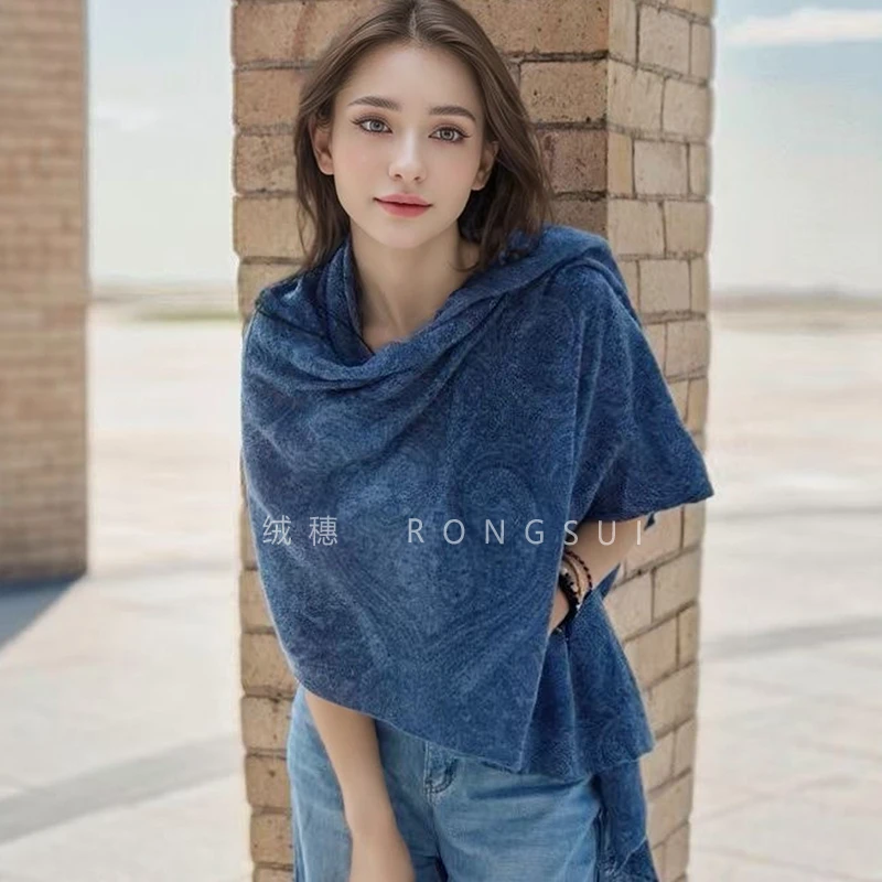 腰果花！100%纯羊绒围巾女士秋冬意大利印花轻奢空调披肩百搭复古