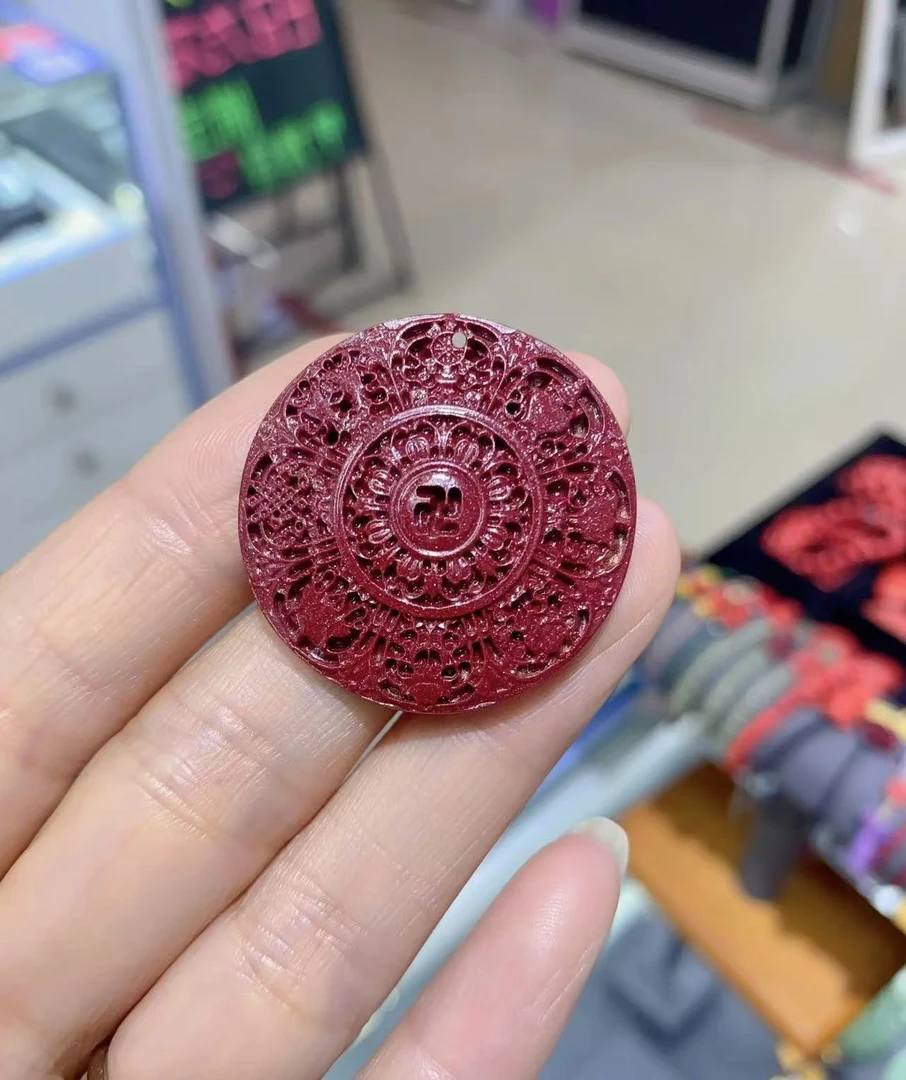 含辰砂工艺品【正品朱砂】时尚设计罗盘吊坠