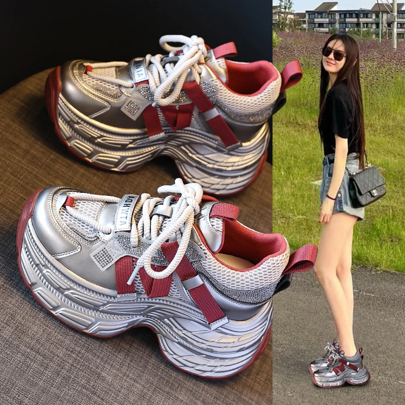 【增高8CM】小个子厚底网红爆款老爹鞋女2025秋季新款百搭运动休闲