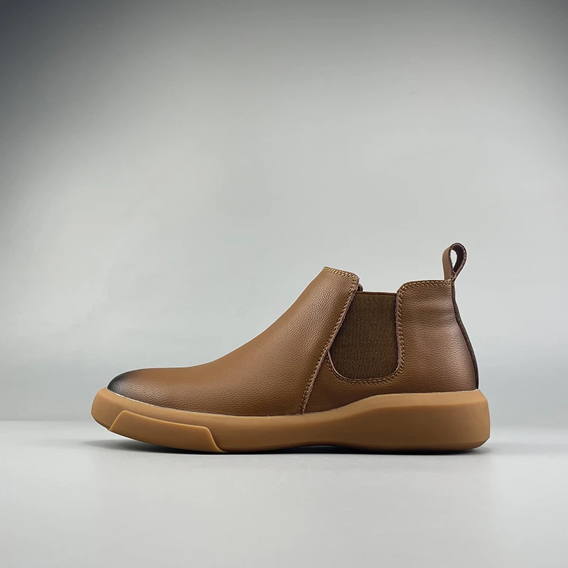 外贸男学生舒适复古真皮牛皮马丁靴加绒加厚大码秋冬切尔西靴潮鞋