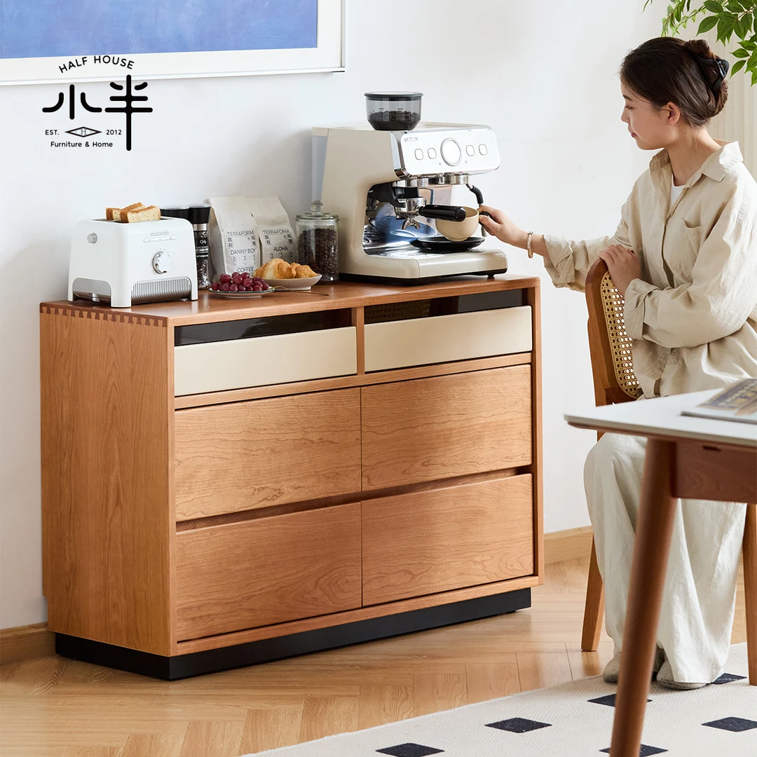 小半家具樱桃木六斗柜卧室家用复古风收纳柜日式客厅实木储物柜