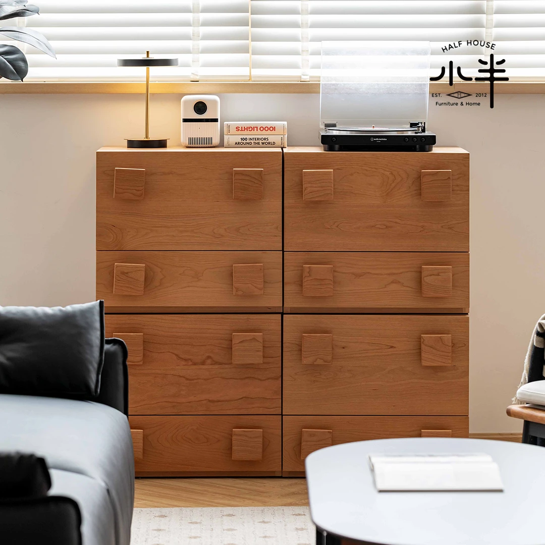 小半家具模块组合柜实木日式多功能樱桃木储物斗柜客厅家用卡门柜