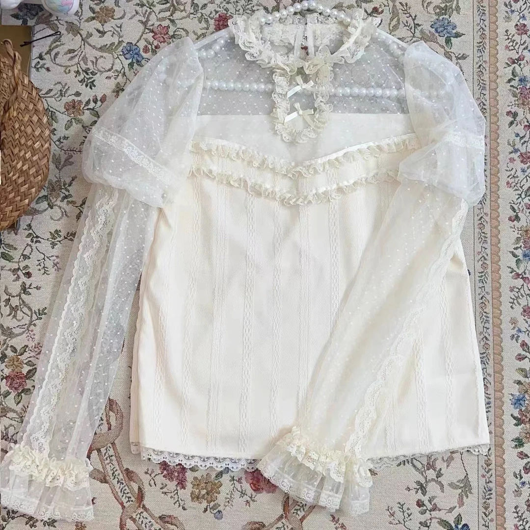 【葡萄脆脆衬衫】现货秒发 原创蕾丝衬衫内搭长袖百搭
