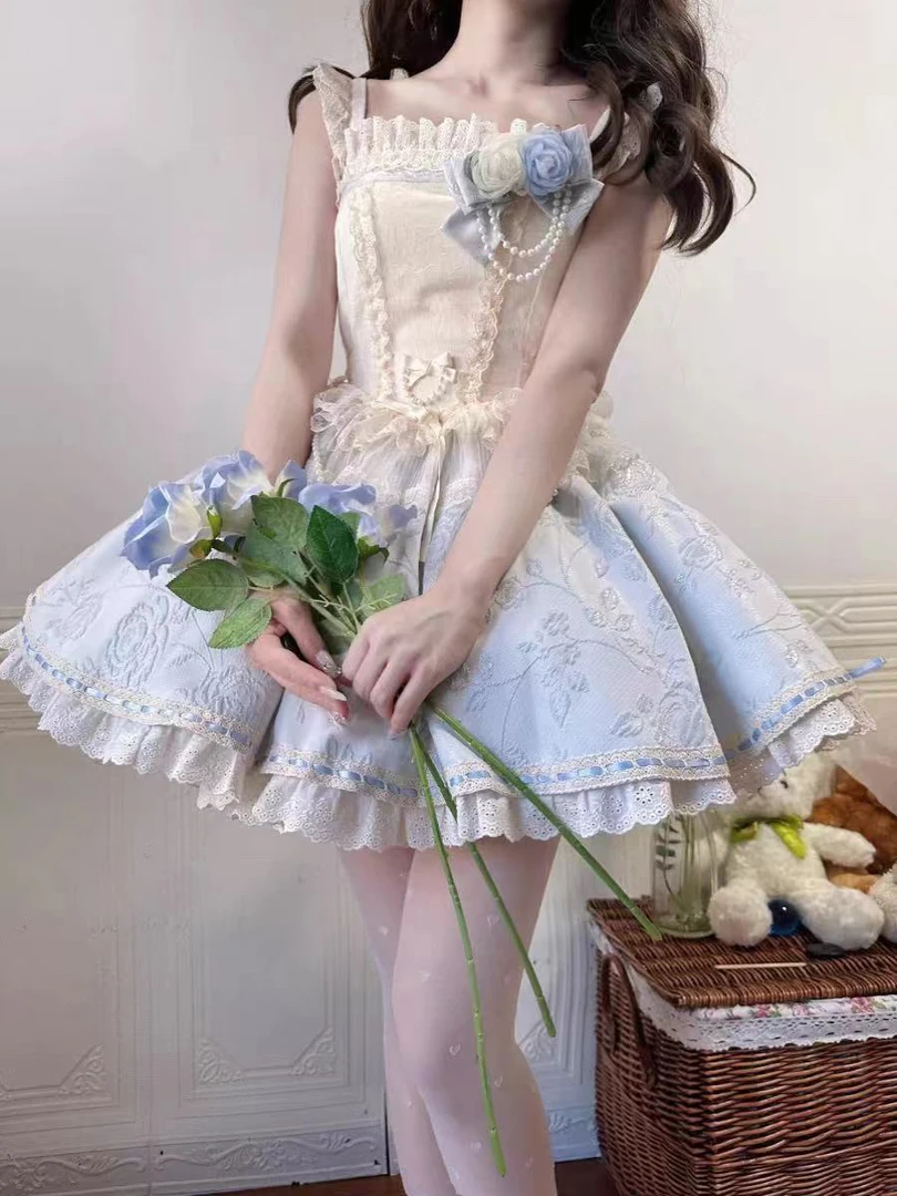 【浮花游记】现货秒发 原创正品狗短洛丽塔甜美少女jsk连衣裙
