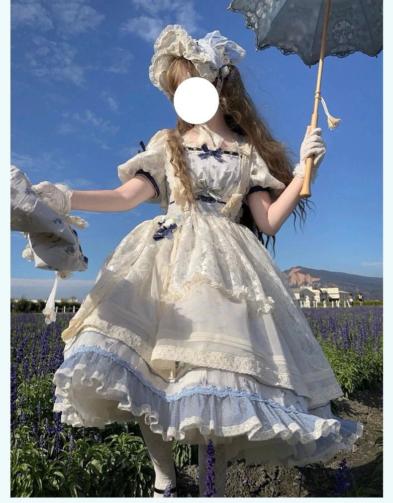 【涅莫菲拉】现货秒发 原创正品田园风中长印花优雅裙lolita