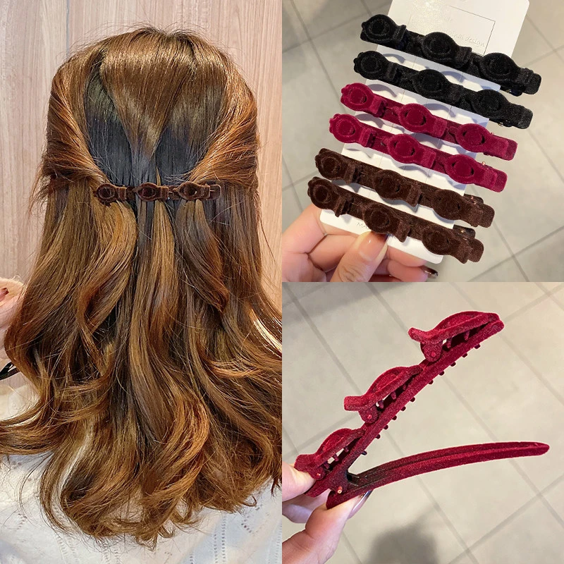 懒人公主头编发夹女前额双层侧边夹子刘海碎发编发发夹鸭嘴夹发卡