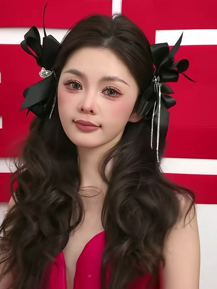 HY448喜看原创精致公主黑色蝴蝶结礼服新娘头饰