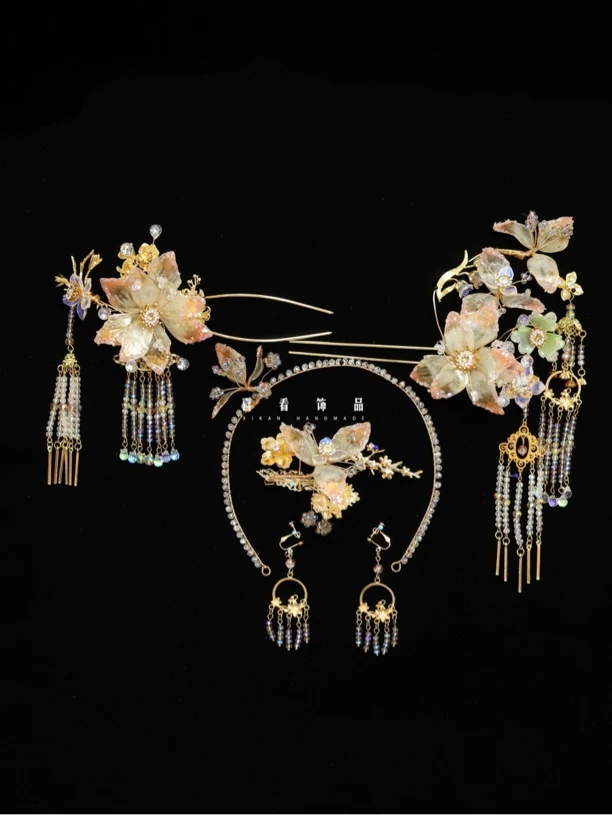 锌合金树脂婚庆饰品 W046喜看优选高级减龄粉色花朵饰品