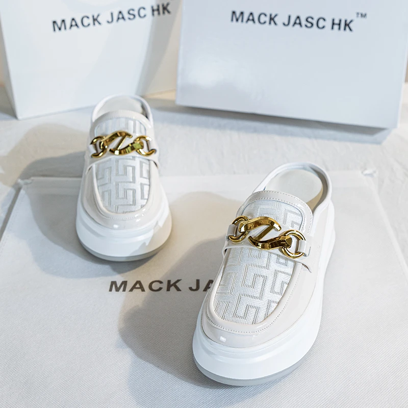 香港MACKJASCHK夏季懒人外穿凉鞋2024新款增高小香风包头半拖鞋女