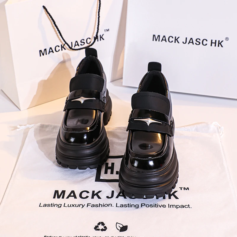 香港MACKJASCHK厚底内增高乐福鞋女2024春秋季新款松糕玛丽珍鞋女