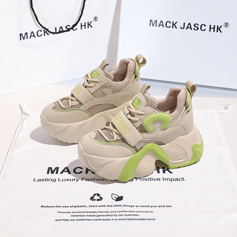 香港MACKJASCHK厚底显瘦老爹鞋女2024夏季新款增高镂空透气运动鞋