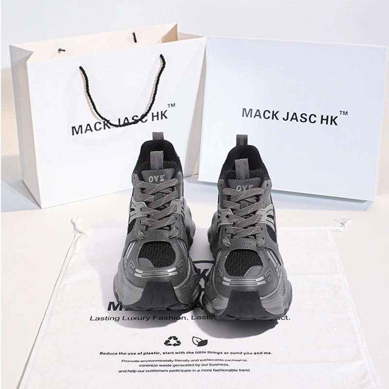 香港MACKJASCHK厚底2024春新款超高跟13CM运动内增高百搭老爹鞋女