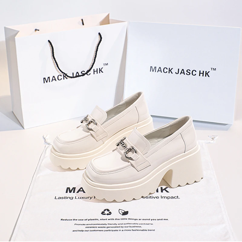 香港MACKJASCHK厚底高跟乐福鞋女2024春季新款百搭松糕玛丽珍鞋女
