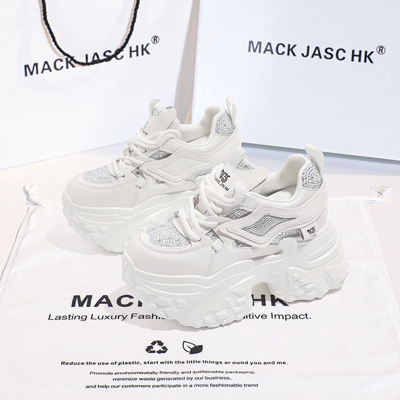 香港MACKJASCHK厚底老爹鞋女2024秋季新款内增高11CM百搭运动鞋女