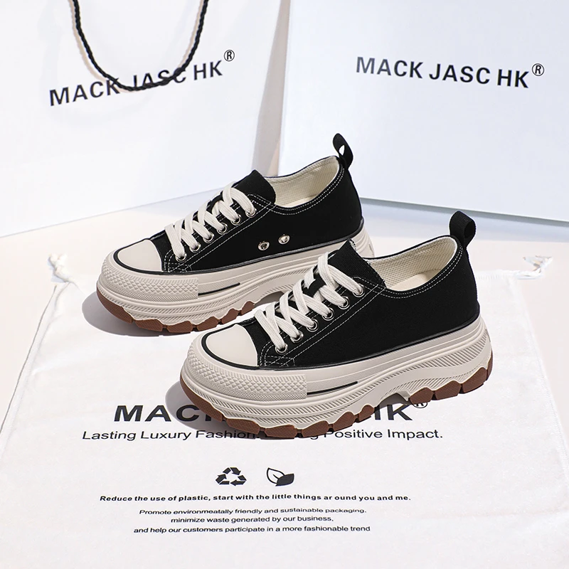 香港MACKJASCHK厚底内增高小白鞋2024春秋新款运动松糕休闲板鞋女