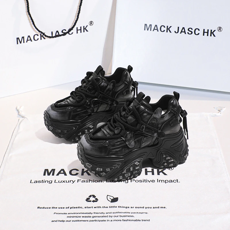香港MACKJASCHK厚底老爹鞋女2024秋季新款内增高12CM休闲运动鞋子