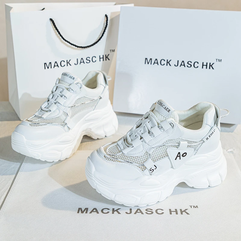 香港MACKJASCHK2024夏季新款镂空透气百搭运动厚底内增高老爹鞋女