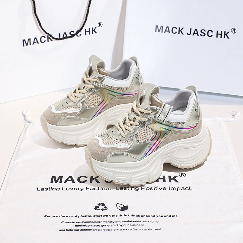香港MACKJASCHK潮流老爹鞋女2024夏秋季新款厚底内增高休闲运动鞋
