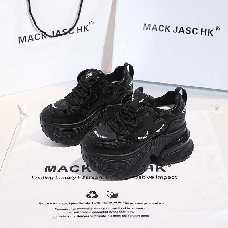 香港MACKJASCHK厚底老爹鞋女2024夏秋季新款内增高11CM休闲运动鞋