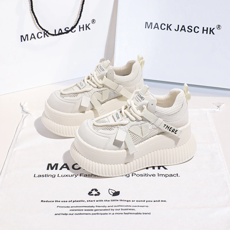 香港MACKJASCHK透气内增高老爹2024夏季新款大头镂空厚底运动鞋女