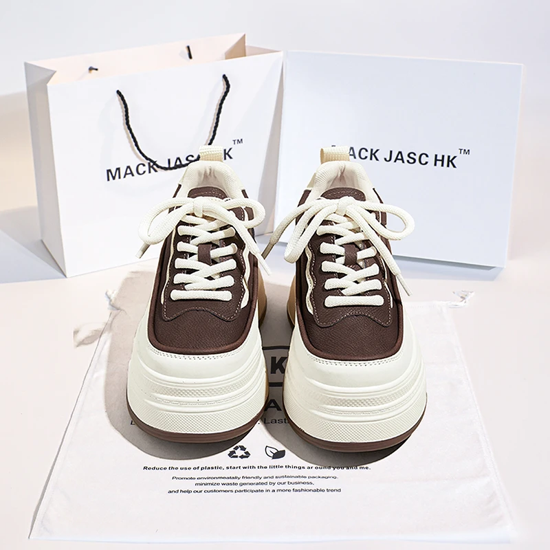 香港MACKJASCHK加绒真皮女鞋2024秋冬新款内增高厚底运动小白鞋女