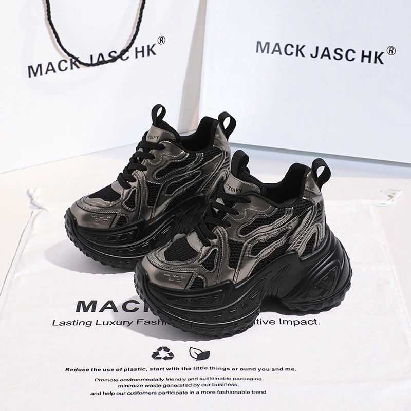 香港MACKJASCHK巴黎老爹鞋女2024夏秋季新款厚底内增高14cm休闲鞋