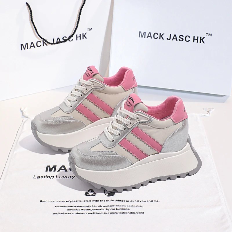 香港MACKJASCHK厚底阿甘鞋德训鞋11CM2024春季新款内增高运动鞋女