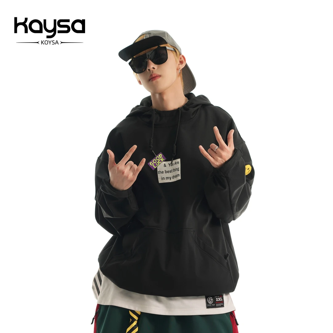【Koysa】黑曜连帽休闲宽松加绒秋冬运动秋季印花耐磨中性雪服上衣